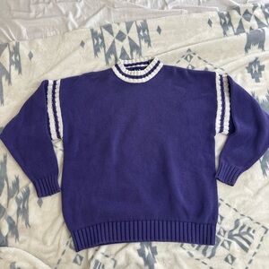 GAP Purple and White Crew Neck Sweater